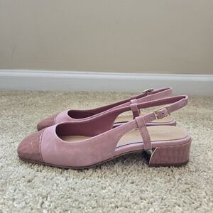 Donald Pliner Davina Slingback Sandals Womens 7M Pink Suede Block Heel